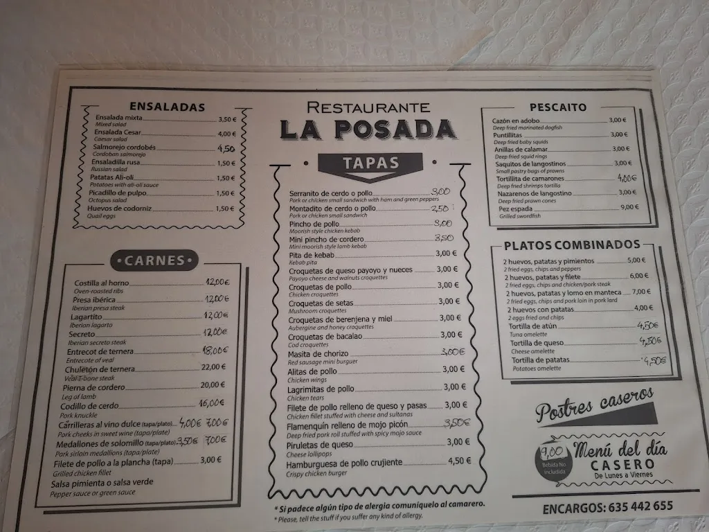 Menu_La posada_Gastor El_image_1