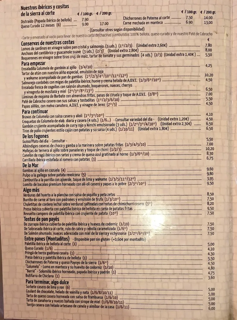 Menu_La Tapería de Columela_Cadiz_immagine_2