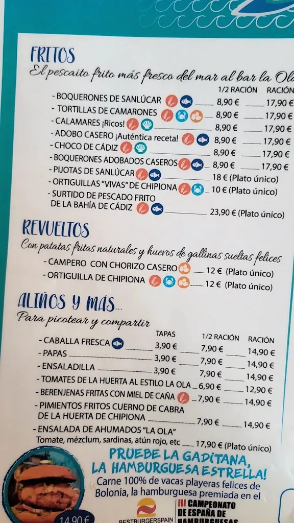 Menu_Bar la Ola_Cadiz_image_1