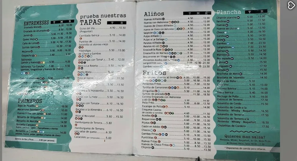 Menu_Bar-Restaurante La Concha._Chipiona_immagine_1