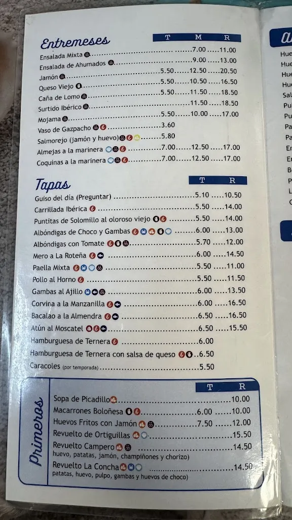 Menu_Bar-Restaurante La Concha._Chipiona_immagine_4