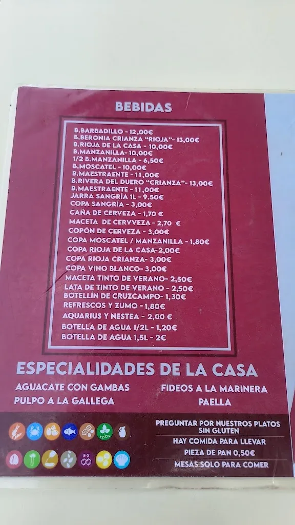 Menu_Bar Las Cañas_Chipiona_image_1