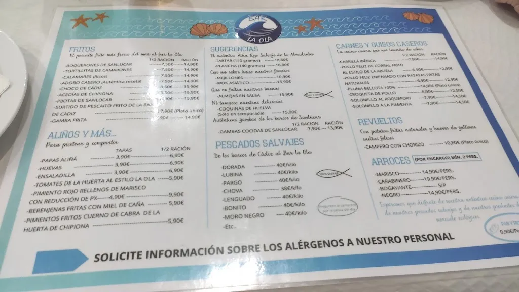 Menu_Bar La Ola_Chipiona_image_3