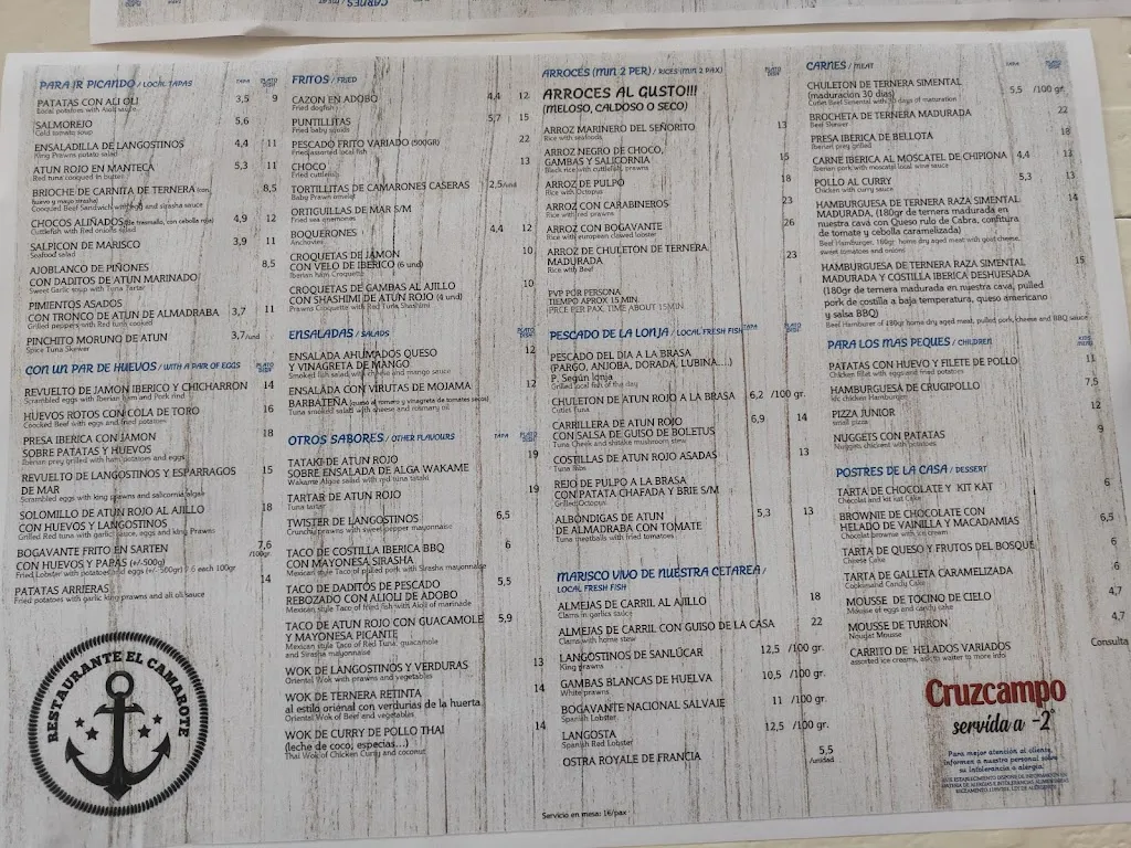 Menu_Restaurante Bar El Camarote_Chipiona_image_1