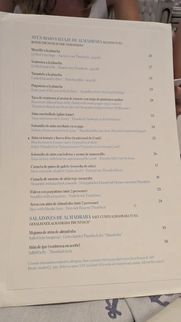 Menu_Restaurante La Fontanilla_Conil de la Frontera_immagine_1
