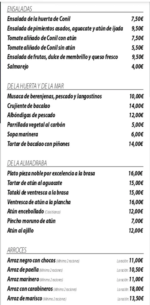 Menu_Maringo Restaurante_Conil de la Frontera_image_1