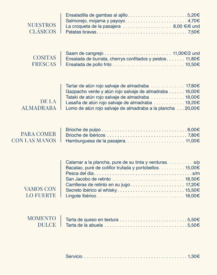 Menu_Restaurante El Tascón De La Pasajera_Conil de la Frontera_immagine_1