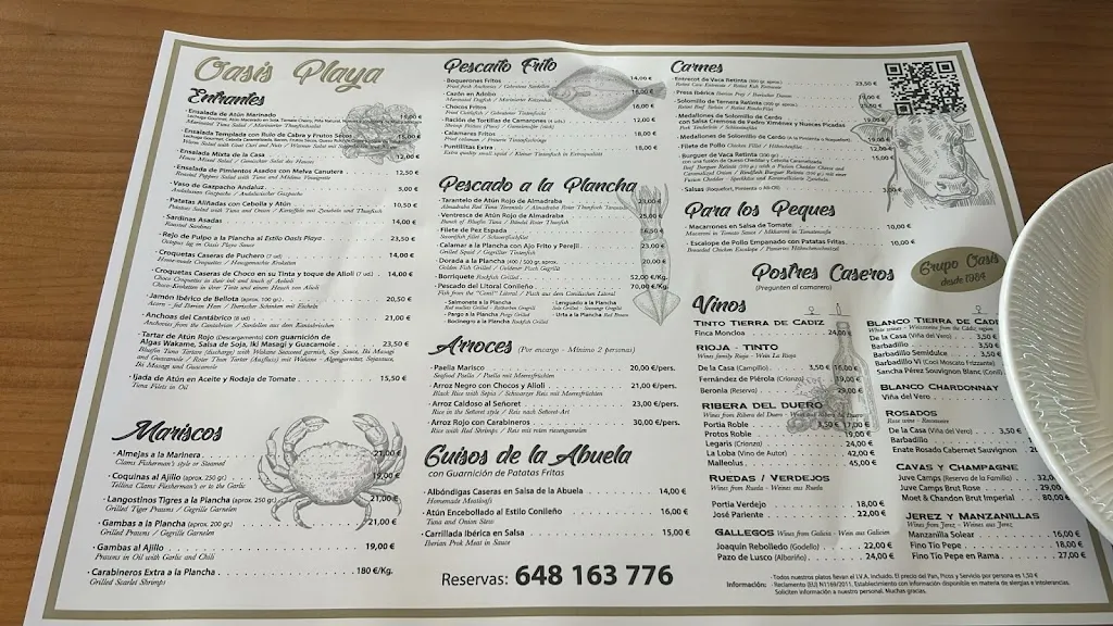 Menu_Oasis Playa_Conil de la Frontera_immagine_1