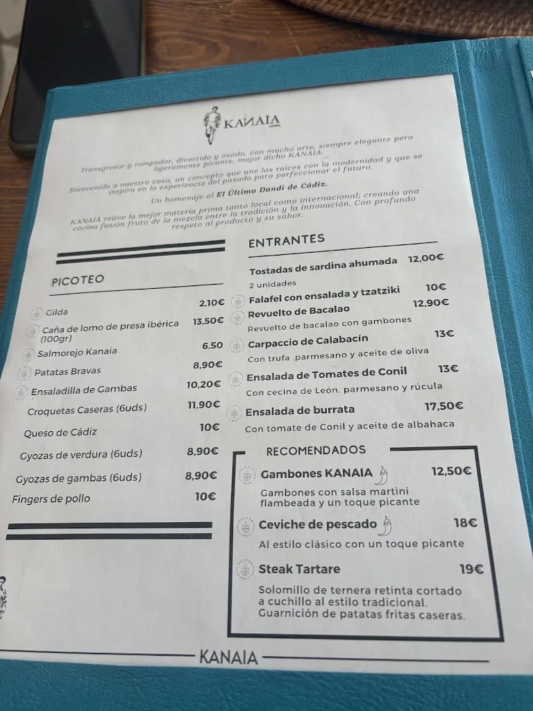 Menu_KANAIA central_Conil de la Frontera_image_1
