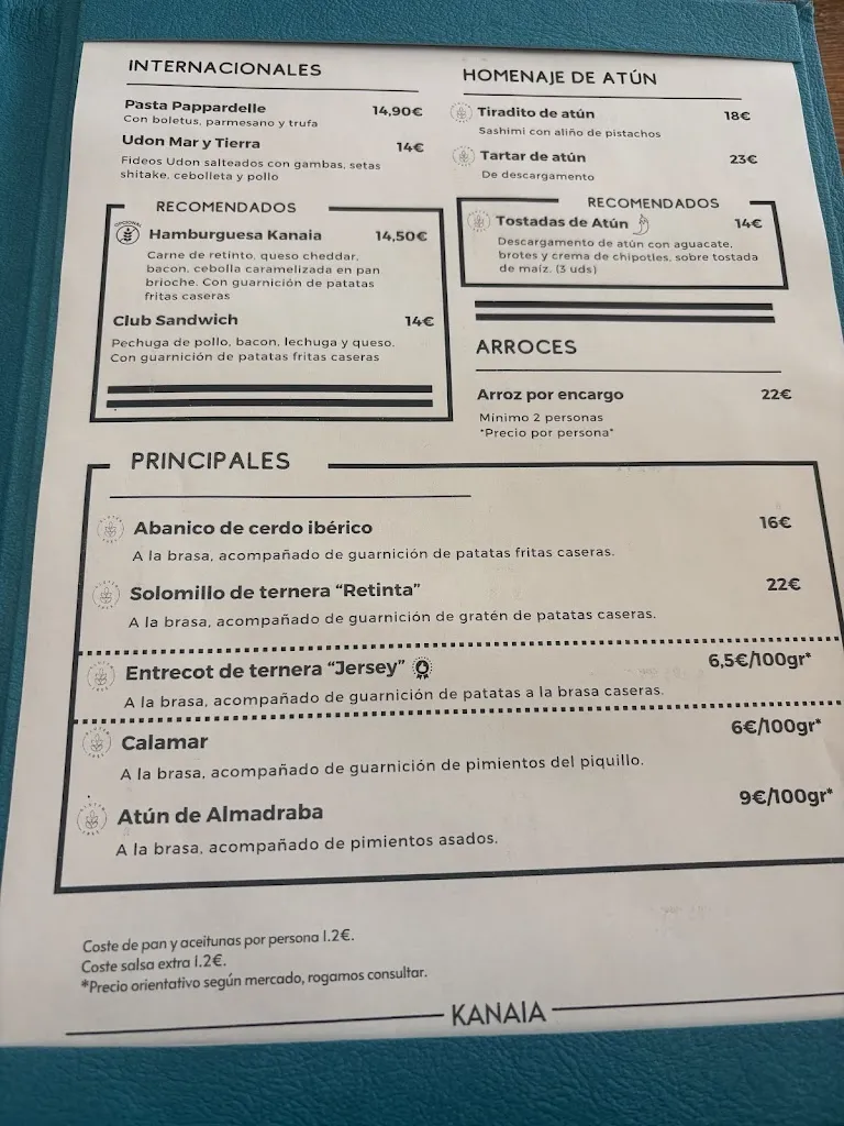 Menu_KANAIA central_Conil de la Frontera_image_2