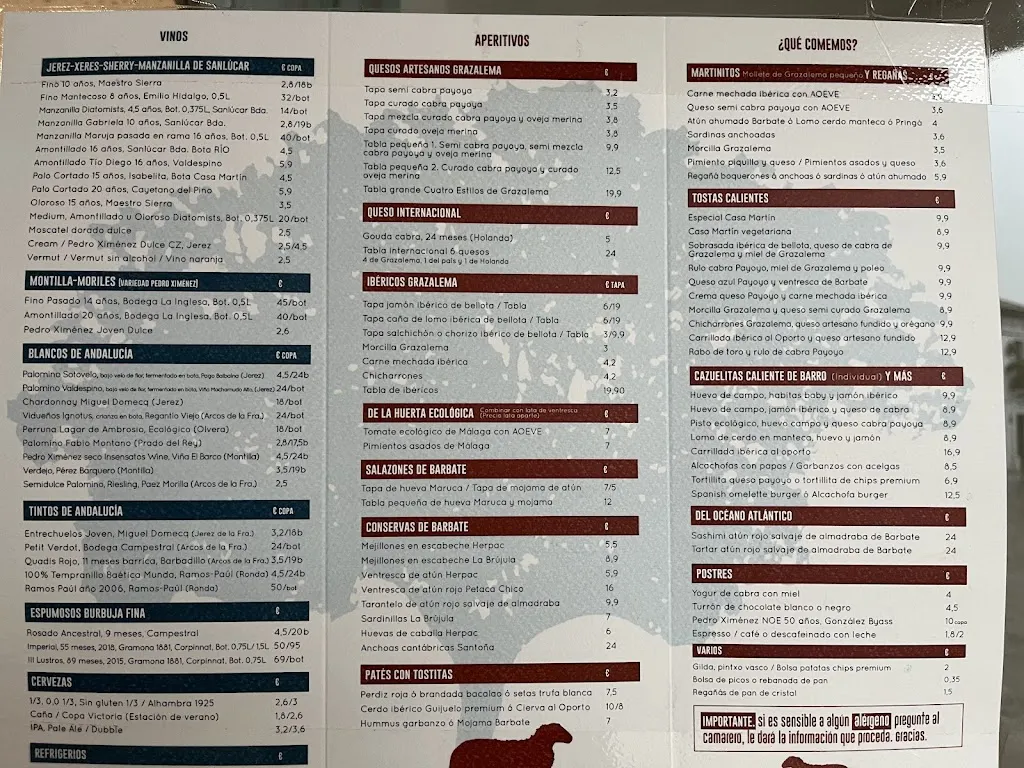Menu_Casa Martin 1920_Grazalema_image_1