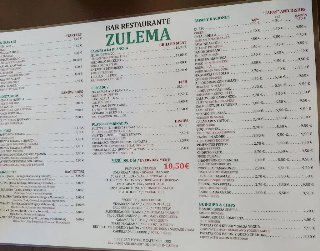 Menü_Bar Cafetería Zulema II_Grazalema_Bild_2