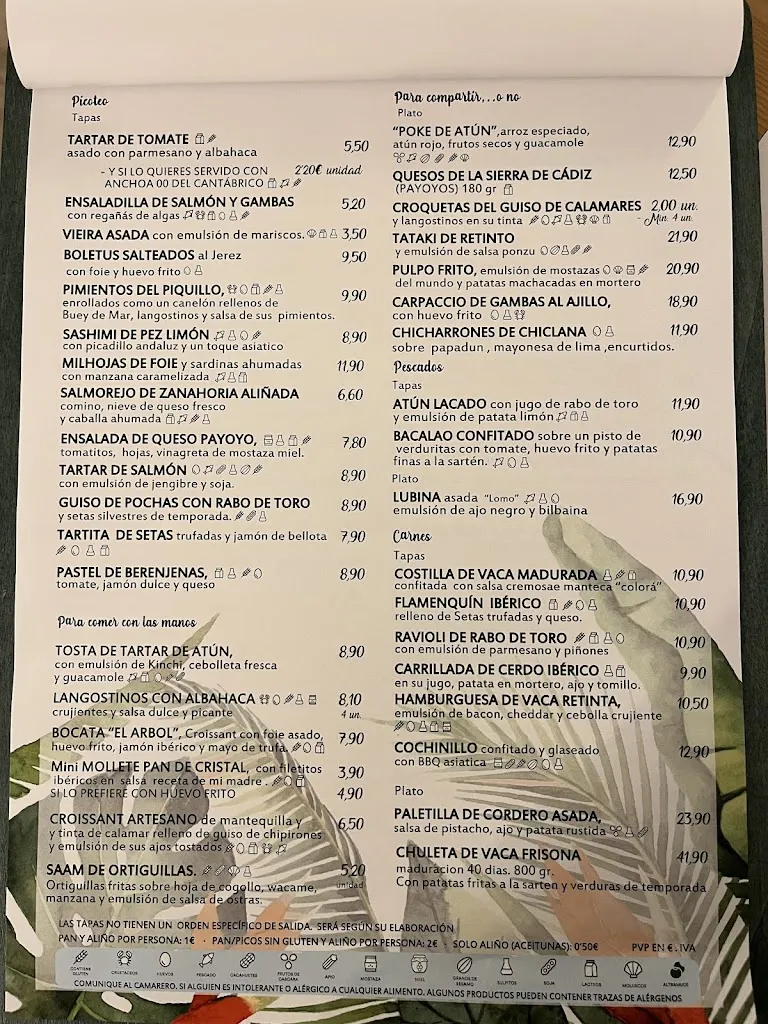 Menu_EL ARBOL TAPAS_Chiclana de la Frontera_image_1