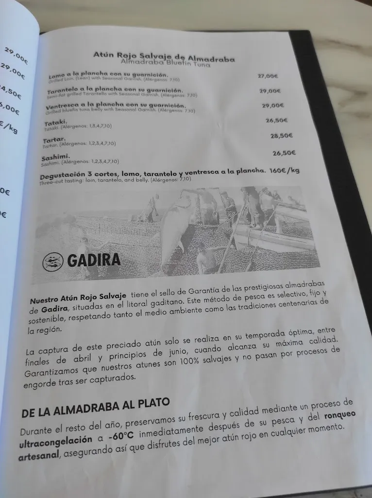 Menu_La casa del farero_Chiclana de la Frontera_immagine_1