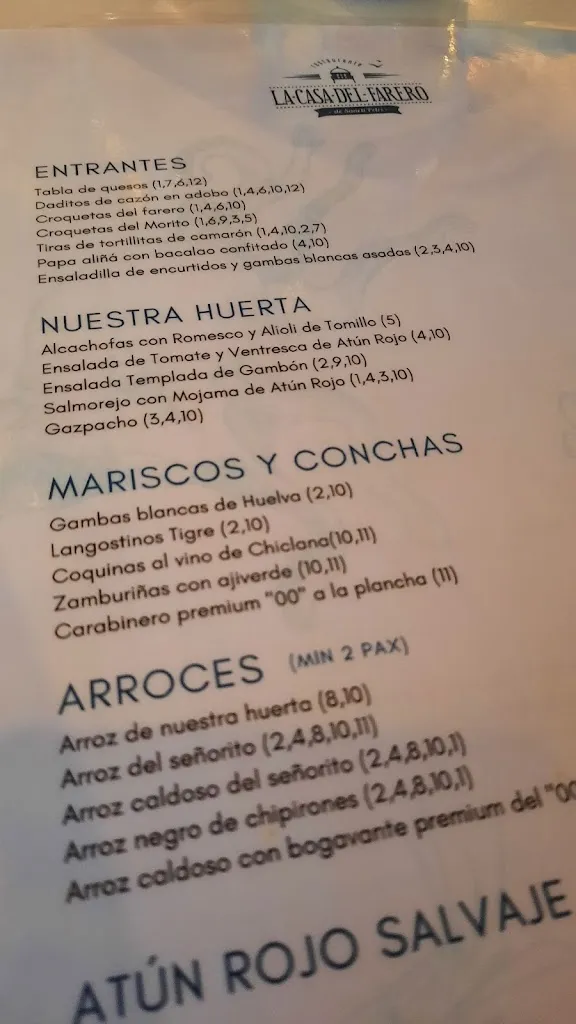 Menu_La casa del farero_Chiclana de la Frontera_immagine_4