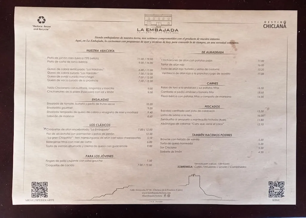 Menu_Bar La Embajada_Chiclana de la Frontera_immagine_1