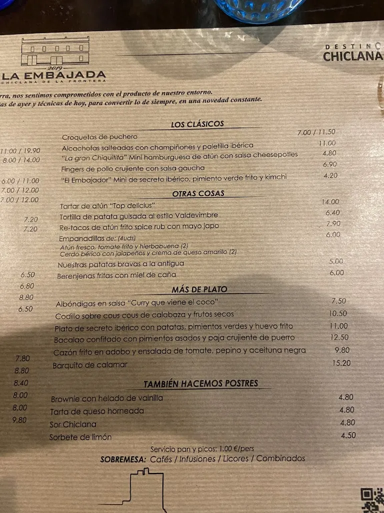 Menu_Bar La Embajada_Chiclana de la Frontera_immagine_3