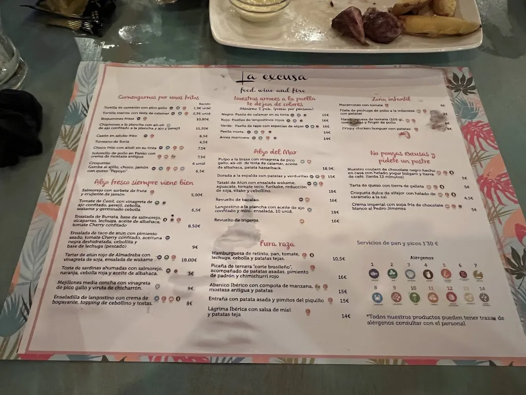 Menu_La Excusa Beach_Chiclana de la Frontera_image_1