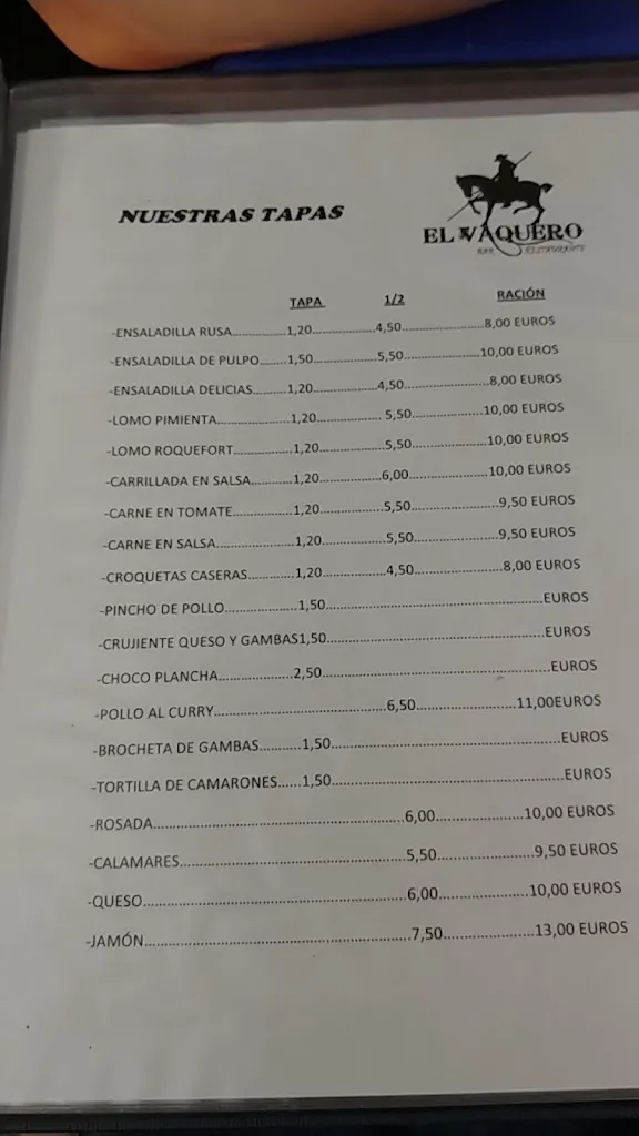 Menu_Bar Restaurante El vaquero_Jimena de la Frontera_image_1