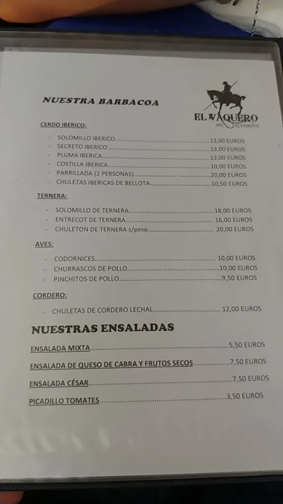 Menu_Bar Restaurante El vaquero_Jimena de la Frontera_image_2