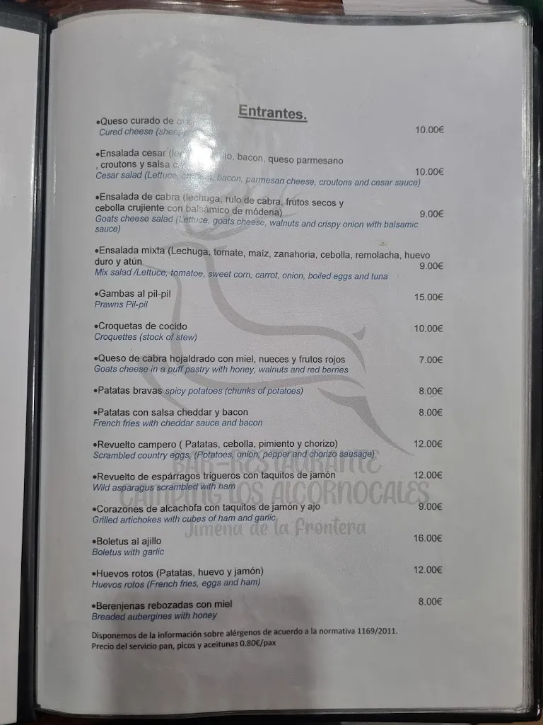 Menu_Restaurante Camping Los Alcornocales_Jimena de la Frontera_image_1