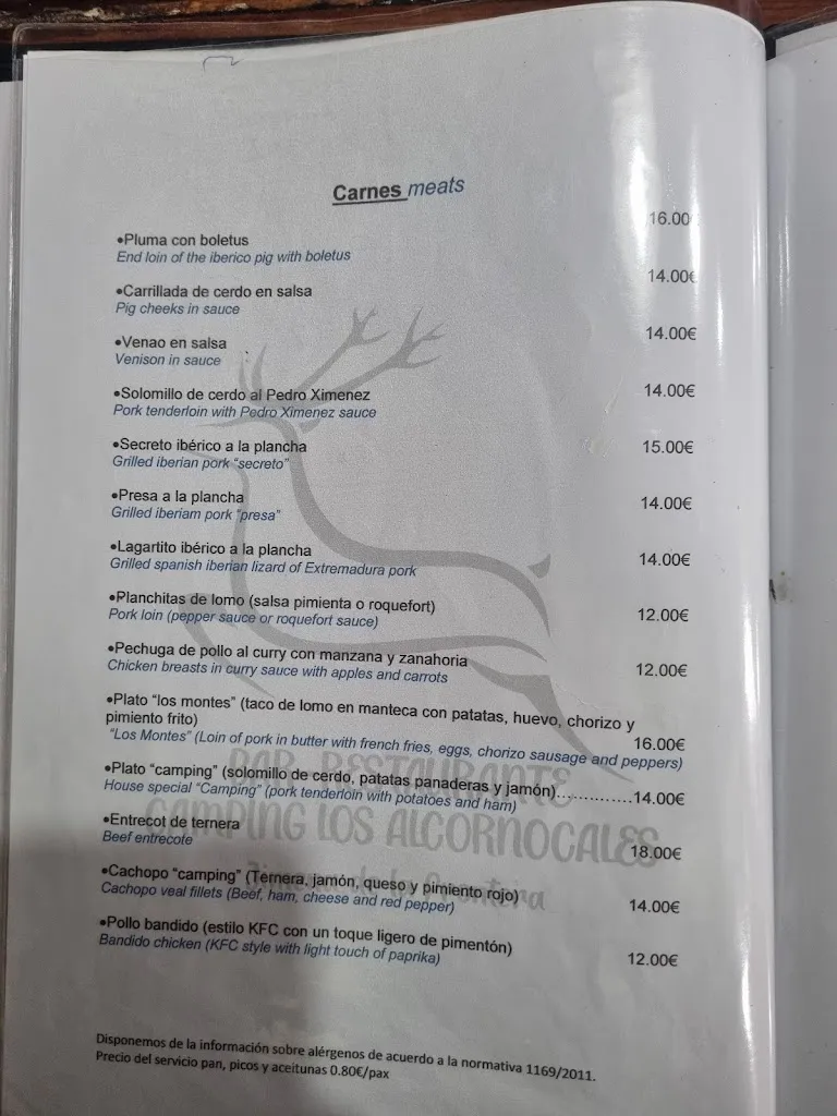 Menu_Restaurante Camping Los Alcornocales_Jimena de la Frontera_image_2