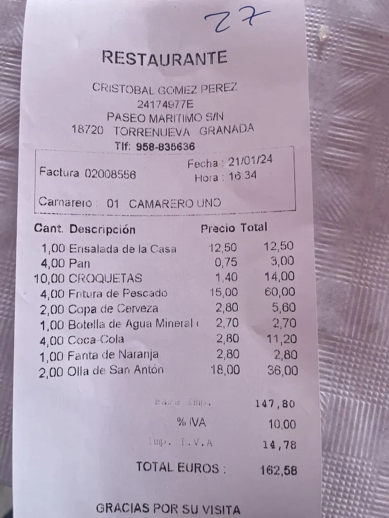 GABRIELA GUTIERREZ GOMEZ_Restaurante Casa Cristóbal_Medina-Sidonia_review