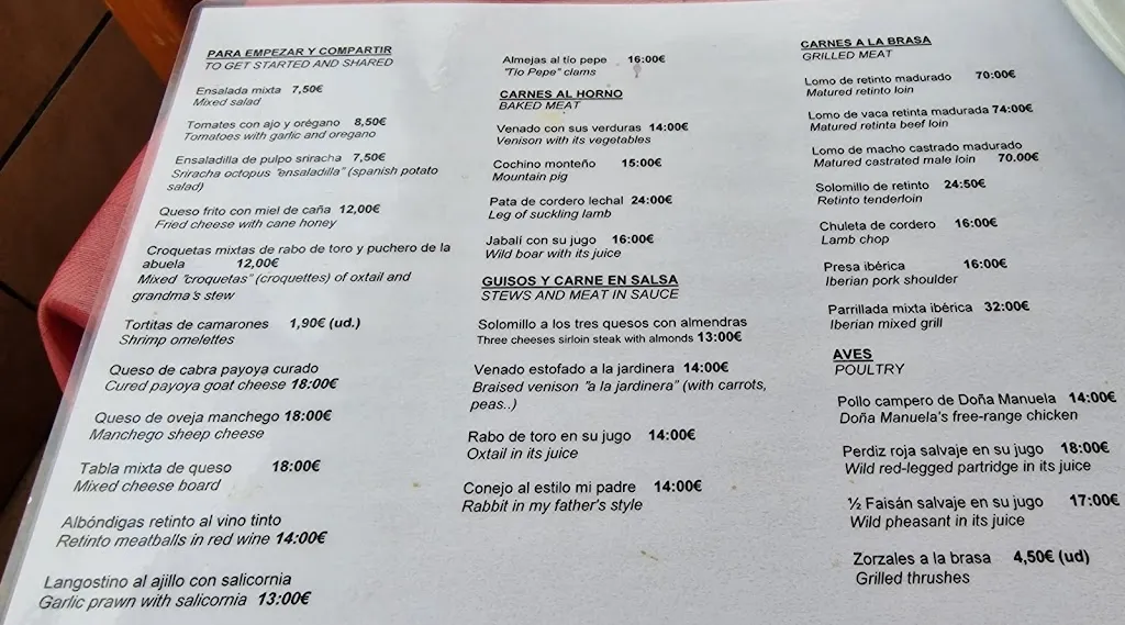 Menu_El Castillo Restaurante  Hotel_Medina-Sidonia_image_1