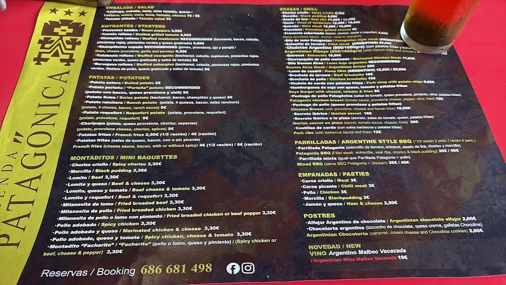 Menu_Restaurante de Carnes Hacienda Patagonica_Línea de la Concepción La_image_1
