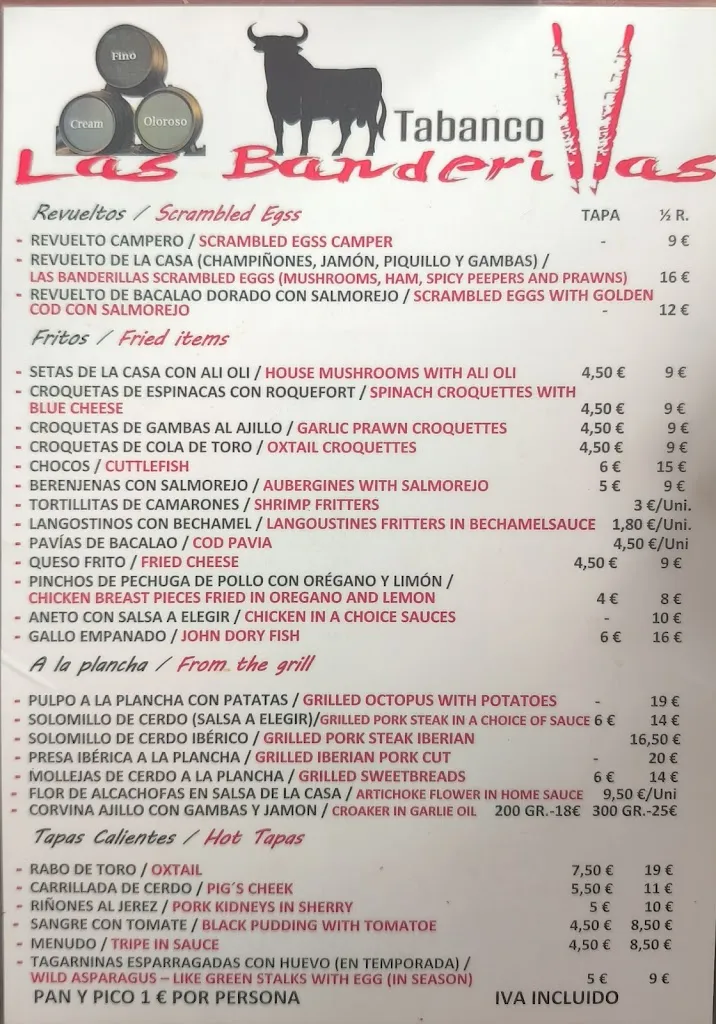 Menü_Las Banderillas_Jerez de la Frontera_Bild_1
