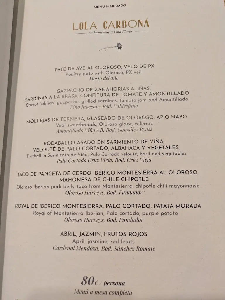 Menu_La Carboná_Jerez de la Frontera_immagine_1