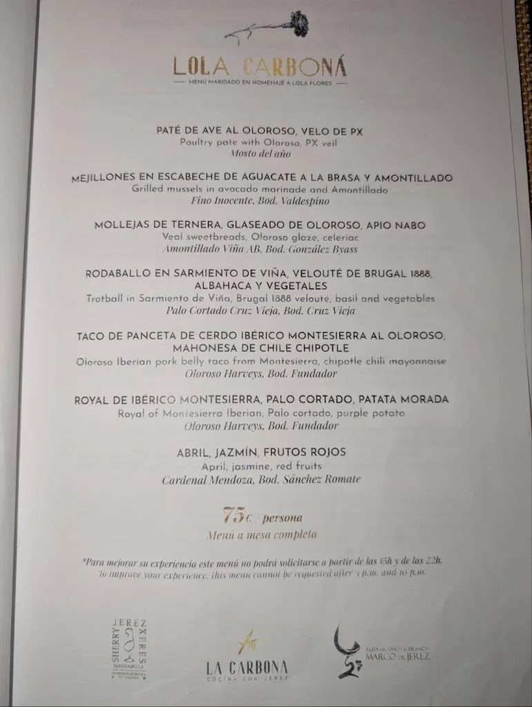 Menu_La Carboná_Jerez de la Frontera_immagine_2