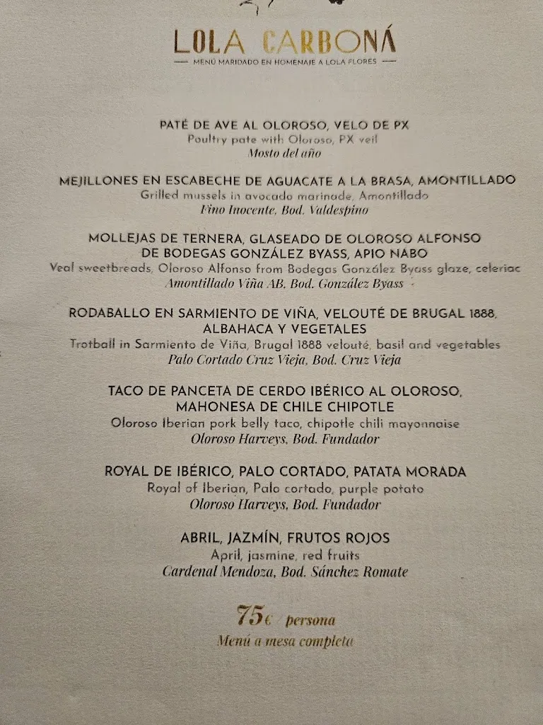 Menu_La Carboná_Jerez de la Frontera_immagine_3
