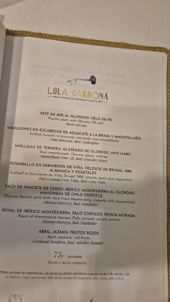 Menu_La Carboná_Jerez de la Frontera_immagine_4
