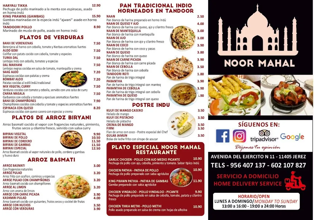 Menu_Restaurante Indio NOOR MAHAL Jerez_Jerez de la Frontera_image_2
