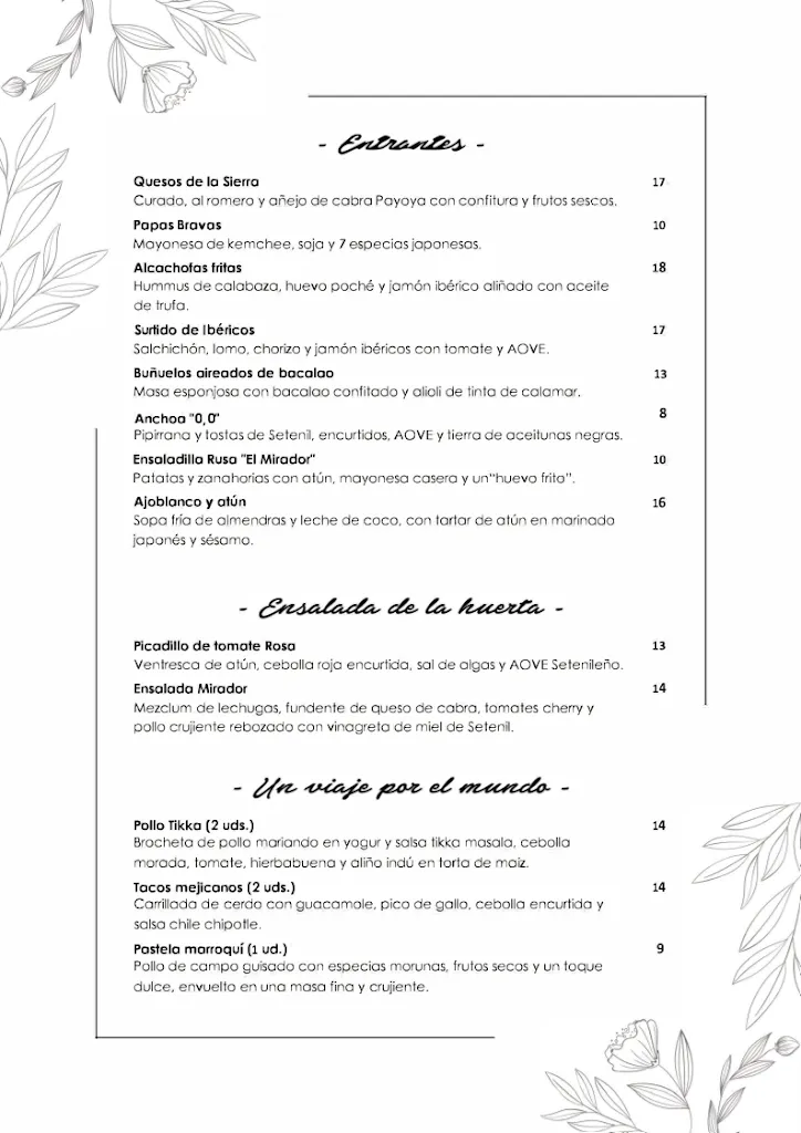 Menu_Restaurante El Mirador_Setenil de las Bodegas_image_1