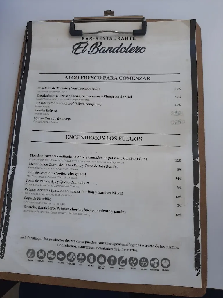 Menu_Bar Restaurante Cueva El Bandolero_Setenil de las Bodegas_image_1