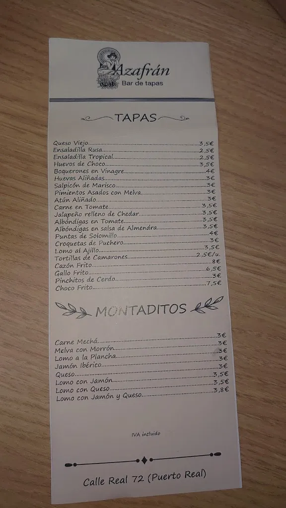 Menu_Bar Azafrán_Puerto Real_immagine_1