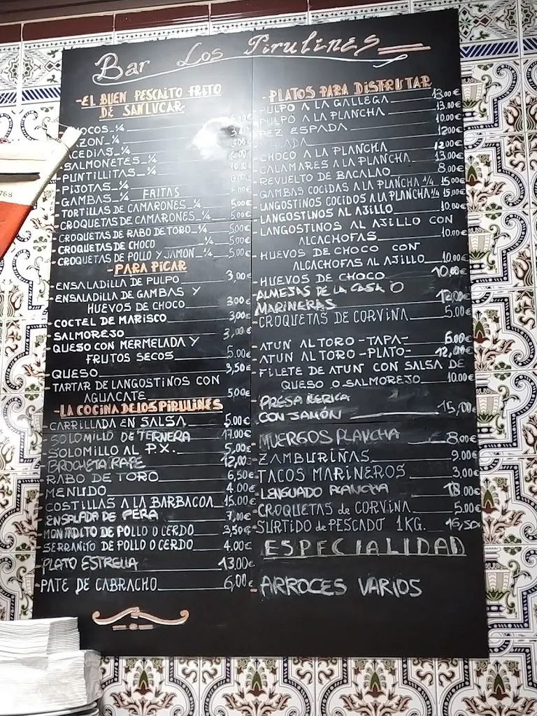Menu_Bar Los Pirulines en Puerto Real_Puerto Real_image_4