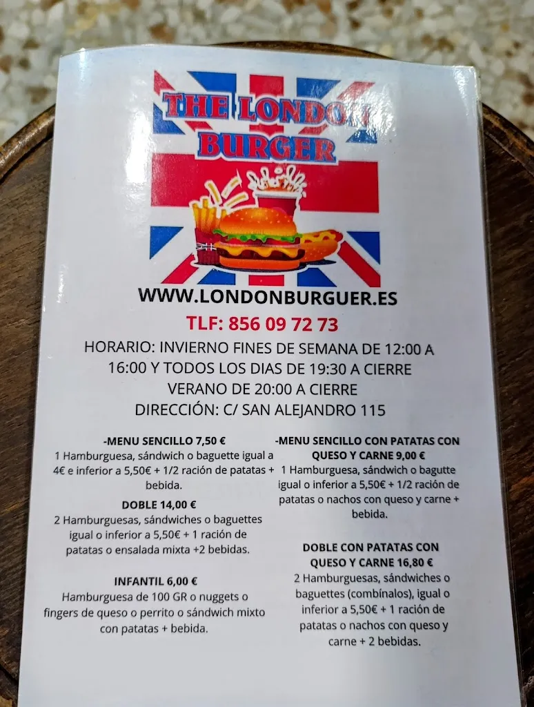 Menu_The London Burger_Puerto Real_image_1