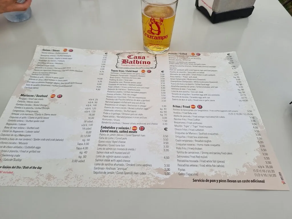 Menu_Casa Balbino_Sanlúcar de Barrameda_image_1