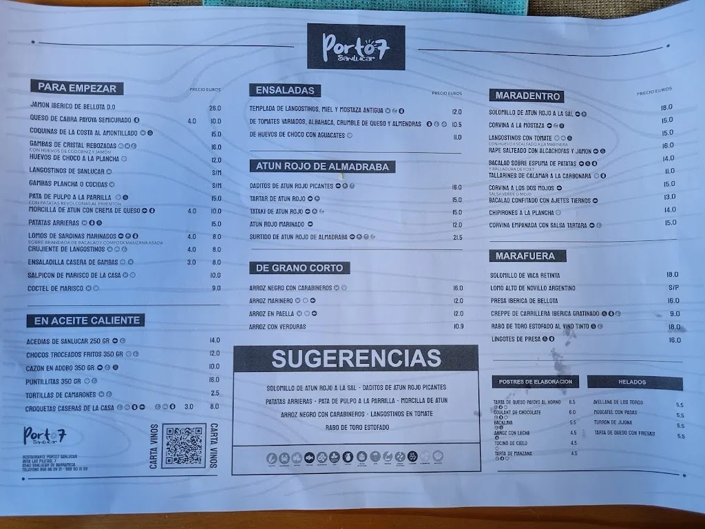 Menu_PORTO 7 RESTAURANTE_Sanlúcar de Barrameda_immagine_2
