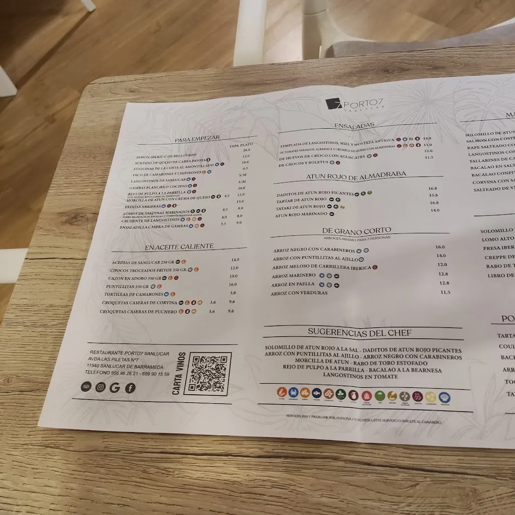 Menu_PORTO 7 RESTAURANTE_Sanlúcar de Barrameda_immagine_3