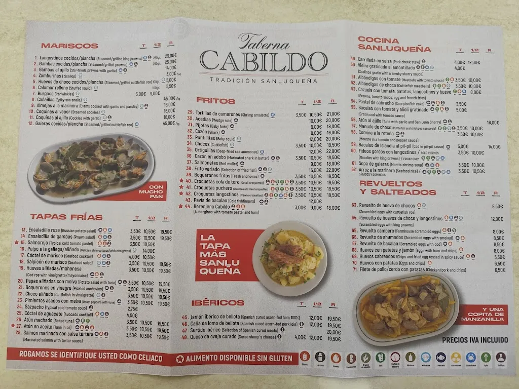 Menu_Taberna Cabildo_Sanlúcar de Barrameda_image_1