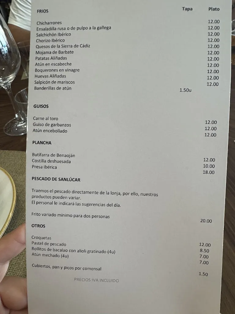 Menu_Taberna der Guerrita_Sanlúcar de Barrameda_image_1