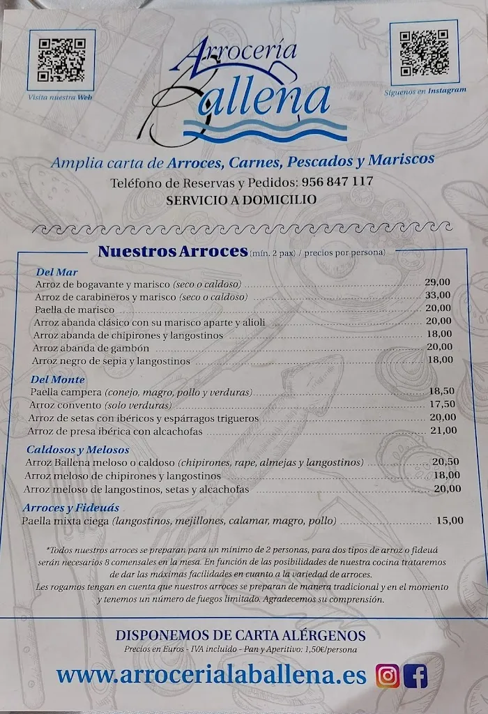Menu_Restaurante Arrocería Ballena_Rota_immagine_2