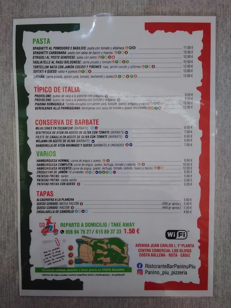 Menu_Bar Panino Piu Pizzeria_Rota_image_1
