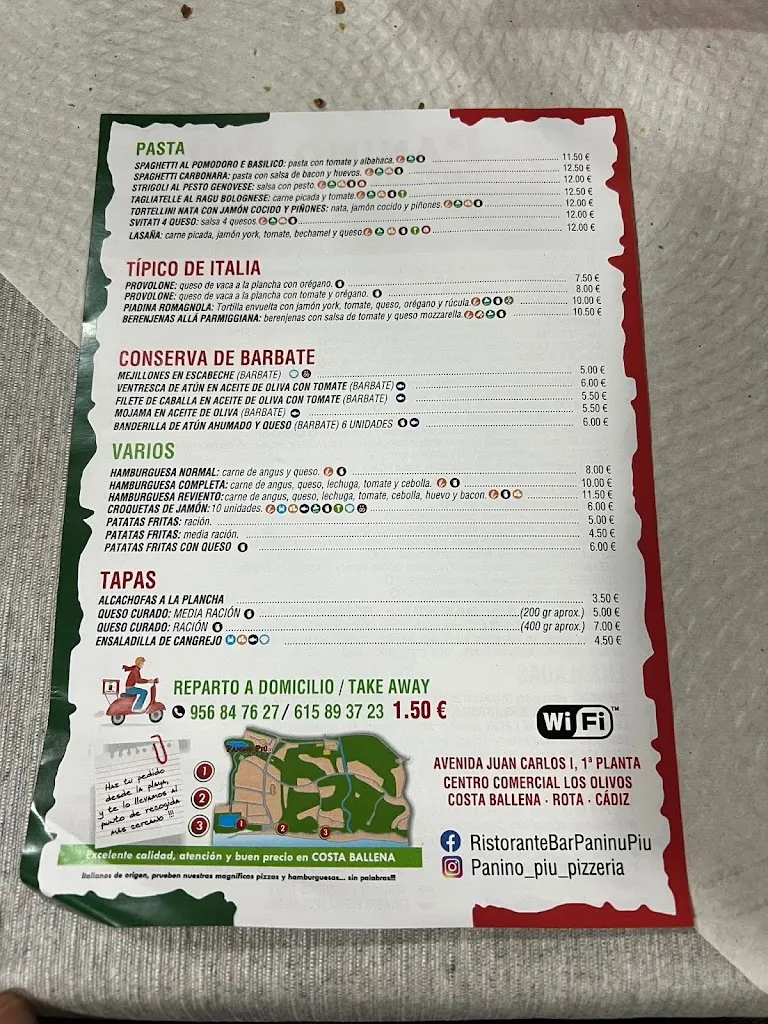 Menu_Bar Panino Piu Pizzeria_Rota_image_3