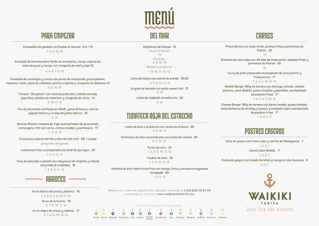 Menü_Chiringuito Restaurante Waikiki Tarifa_Tarifa_Bild_1