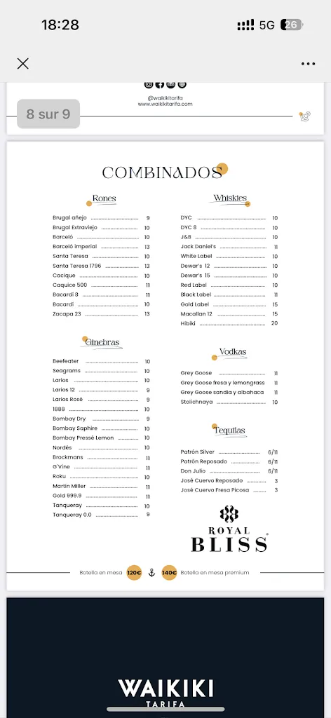 Menü_Chiringuito Restaurante Waikiki Tarifa_Tarifa_Bild_4